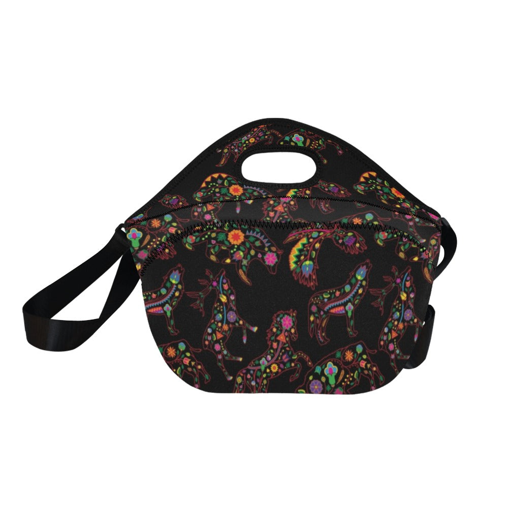 Neon Floral Animals Neoprene Lunch Bag/Large