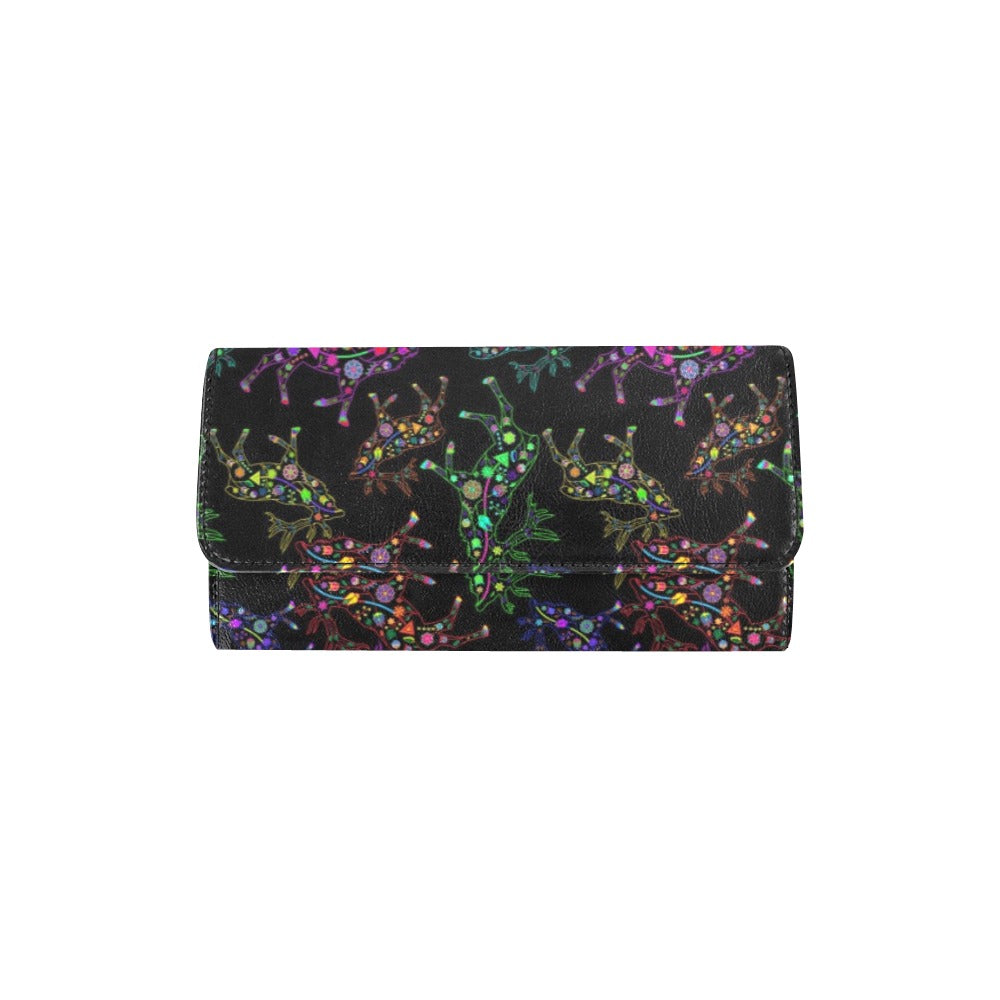 Neon Floral Elks Women's Trifold Wallet