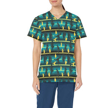 Load image into Gallery viewer, Dancers Inspire Green All Over Print Scrub Top Scrub Top e-joyer 
