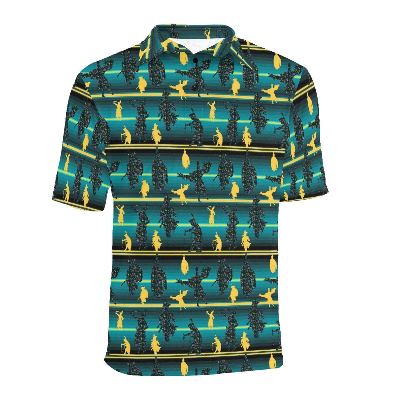 Dancers Inspire Green Men's All Over Print Polo Shirt (Model T55) Men's Polo Shirt (Model T55) e-joyer 