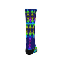 Load image into Gallery viewer, Dark Blue Sage with Eagle Feather Trouser Socks Trouser Socks e-joyer 
