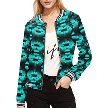 Load image into Gallery viewer, Dark-Deep Lake-Winter-Camp All Over Print Bomber Jacket for Women (Model H21) All Over Print Bomber Jacket for Women (H21) e-joyer 
