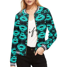 Load image into Gallery viewer, Dark-Deep Lake-Winter-Camp All Over Print Bomber Jacket for Women (Model H21) All Over Print Bomber Jacket for Women (H21) e-joyer 
