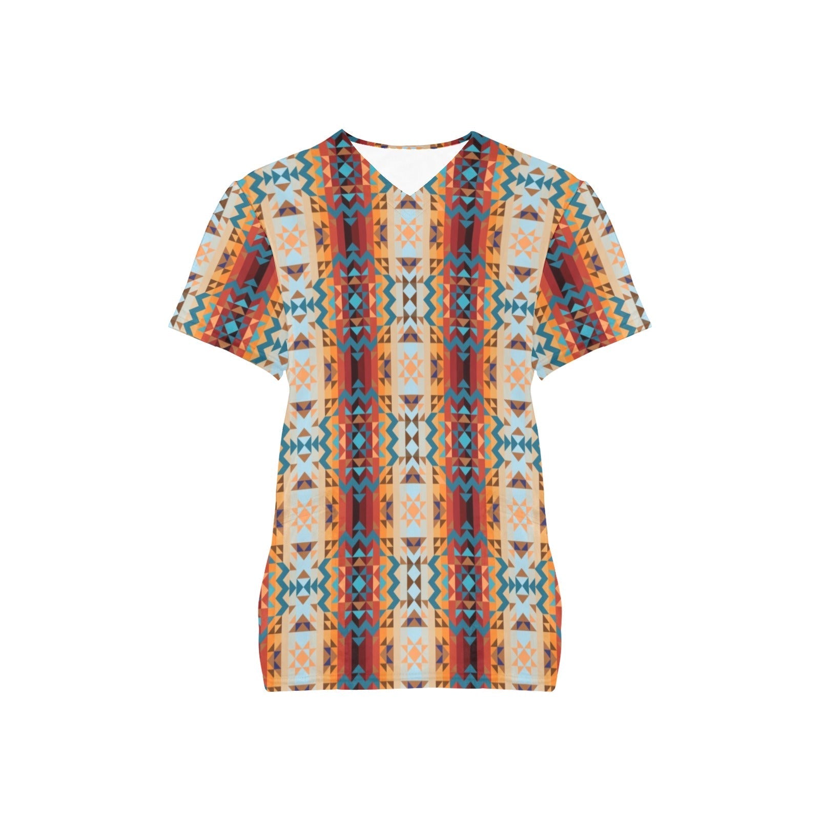 Dark Sandway All Over Print Scrub Top Scrub Top e-joyer 
