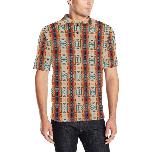 Dark Sandway Men's All Over Print Polo Shirt (Model T55) Men's Polo Shirt (Model T55) e-joyer 