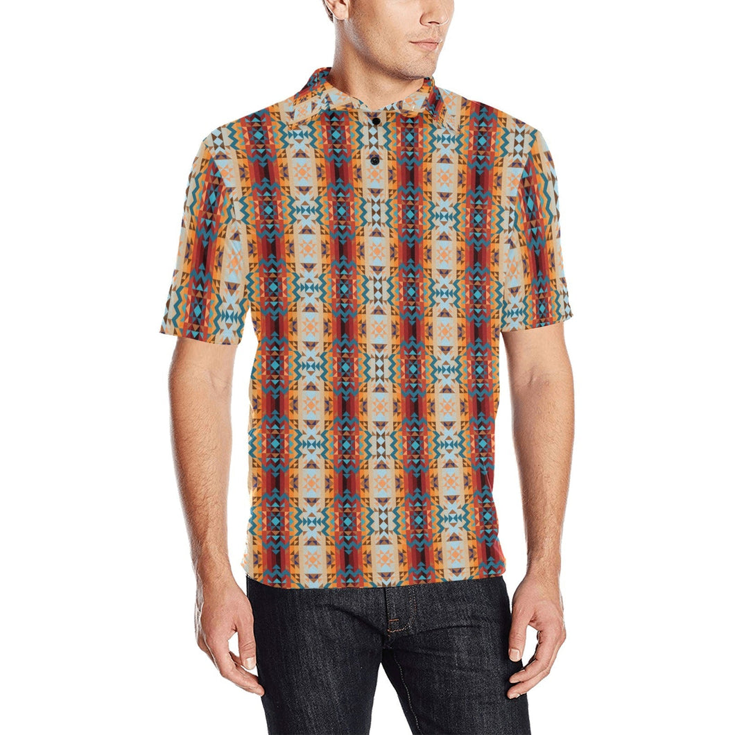 Dark Sandway Men's All Over Print Polo Shirt (Model T55) Men's Polo Shirt (Model T55) e-joyer 