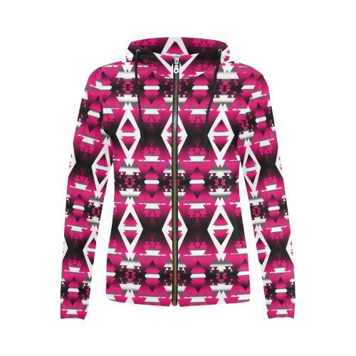 Dark Sunset Winter Camp All Over Print Full Zip Hoodie for Women (Model H14) All Over Print Full Zip Hoodie for Women (H14) e-joyer 