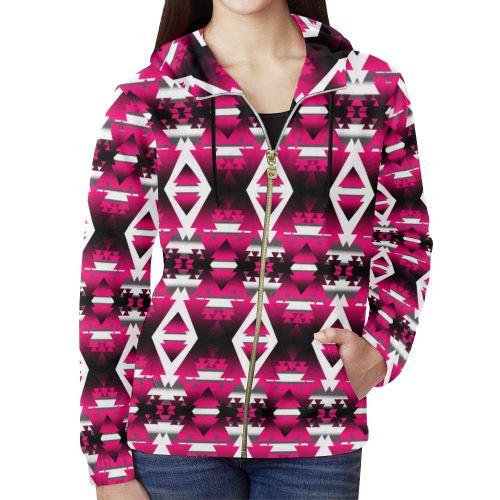 Dark Sunset Winter Camp All Over Print Full Zip Hoodie for Women (Model H14) All Over Print Full Zip Hoodie for Women (H14) e-joyer 