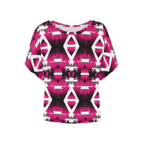 Dark Sunset Winter Camp Women's Batwing-Sleeved Blouse T shirt (Model T44) Women's Batwing-Sleeved Blouse T shirt (T44) e-joyer 