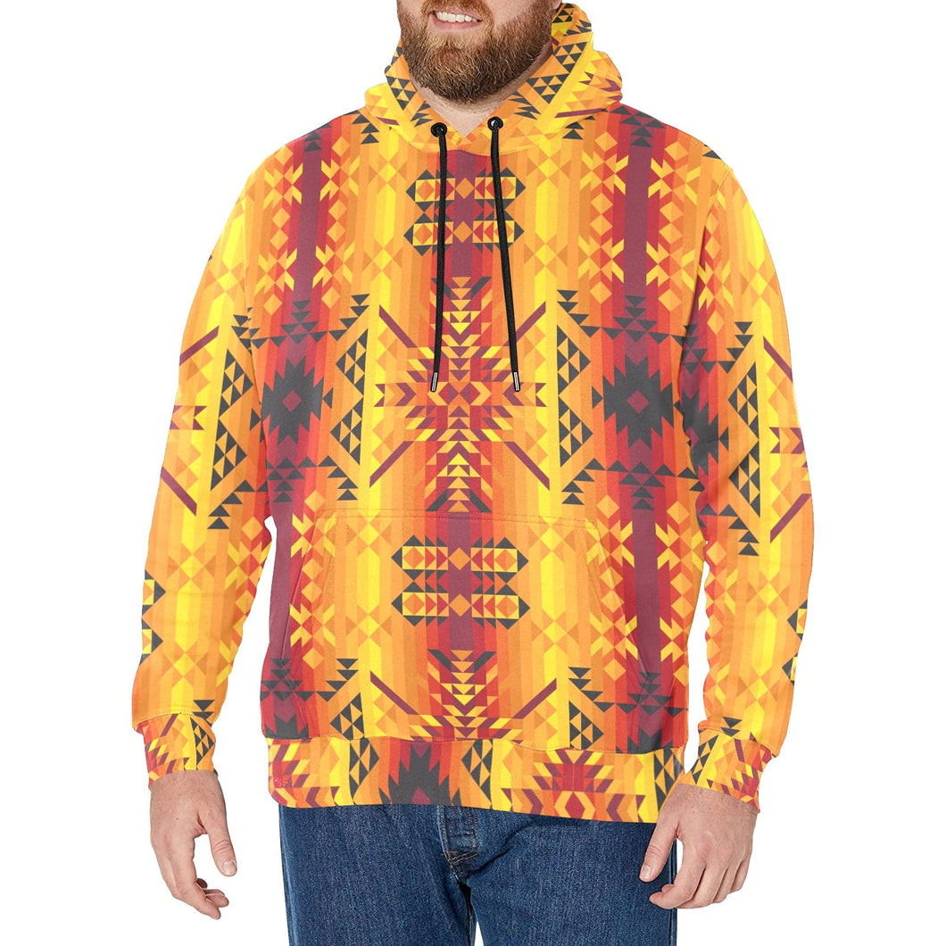 Desert Geo Yellow Red Men's Long Sleeve Fleece Hoodie