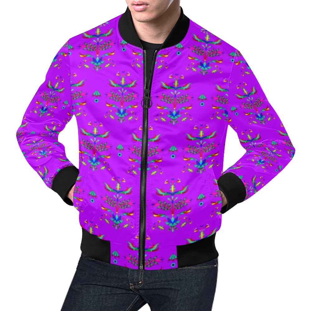 Dakota Damask Purple Bomber Jacket for Men