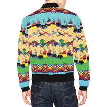 Load image into Gallery viewer, Horses and Buffalo Ledger Turquoise Bomber Jacket for Men
