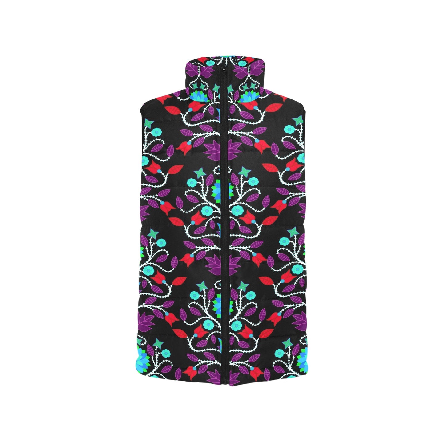 Floral Beadwork Four Clans Winter Women's Padded Vest Jacket