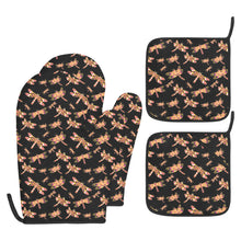 Load image into Gallery viewer, Gathering Yellow Black Oven Mitt &amp; Pot Holder
