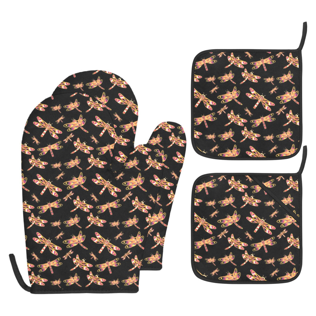 Gathering Yellow Black Oven Mitt & Pot Holder