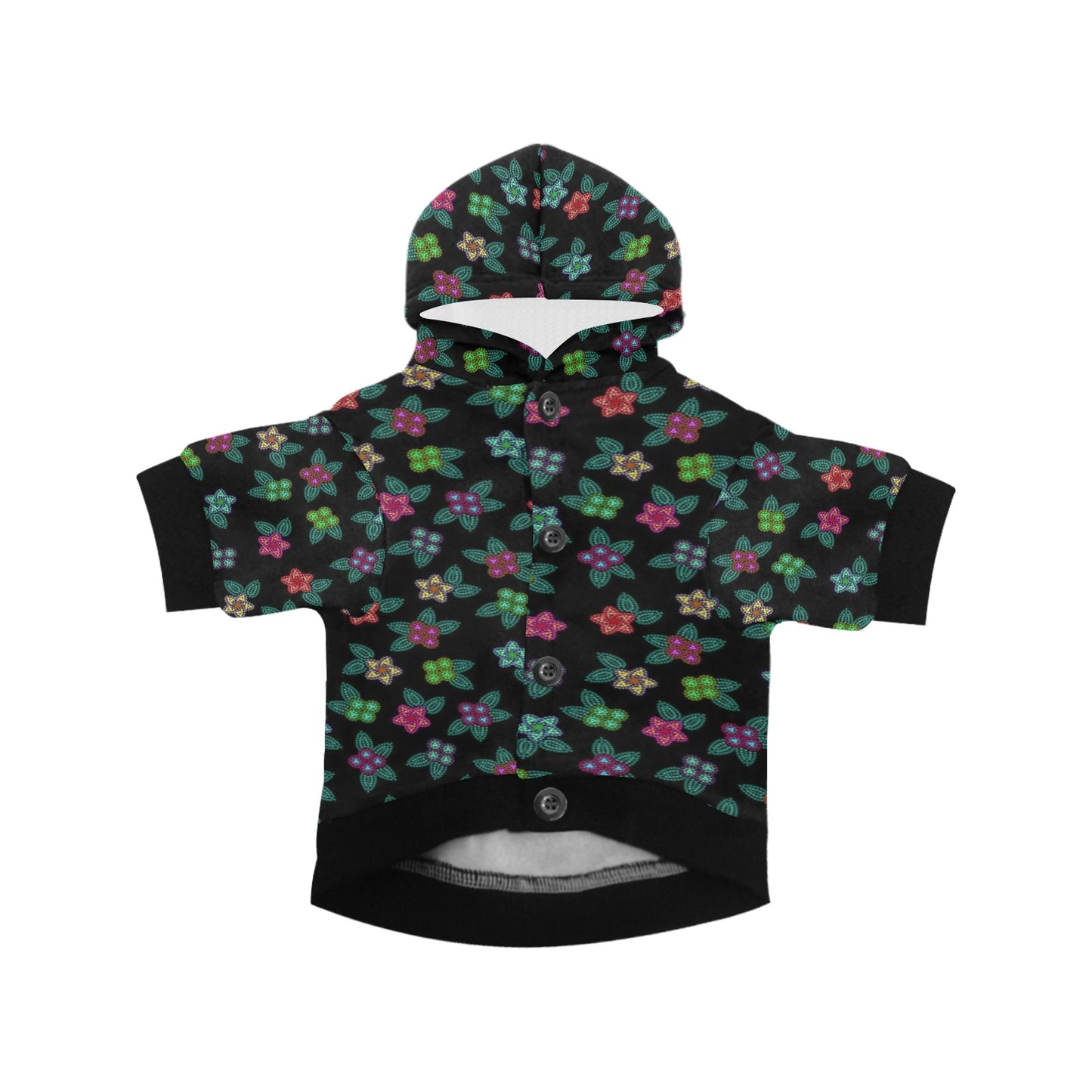 Berry Flowers Black Pet Dog Hoodie