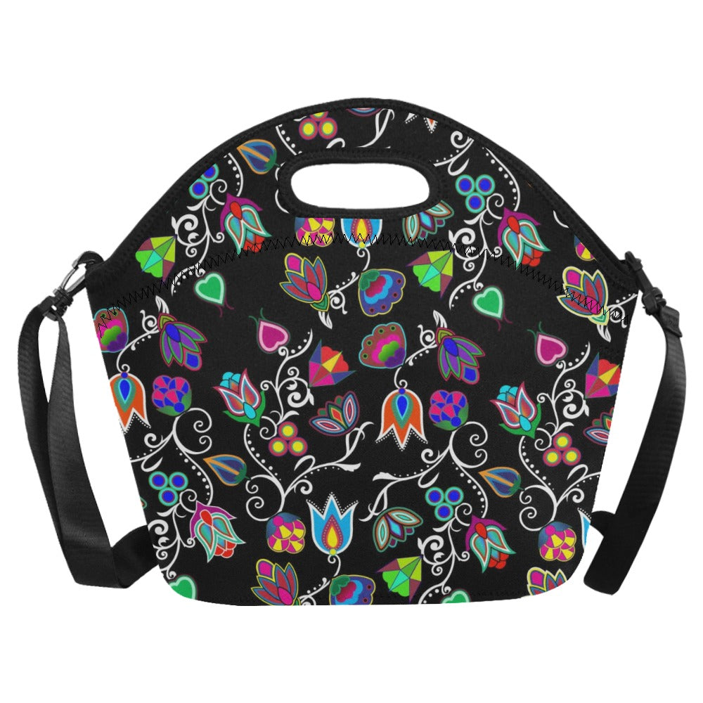 Indigenous Paisley Black Neoprene Lunch Bag/Large