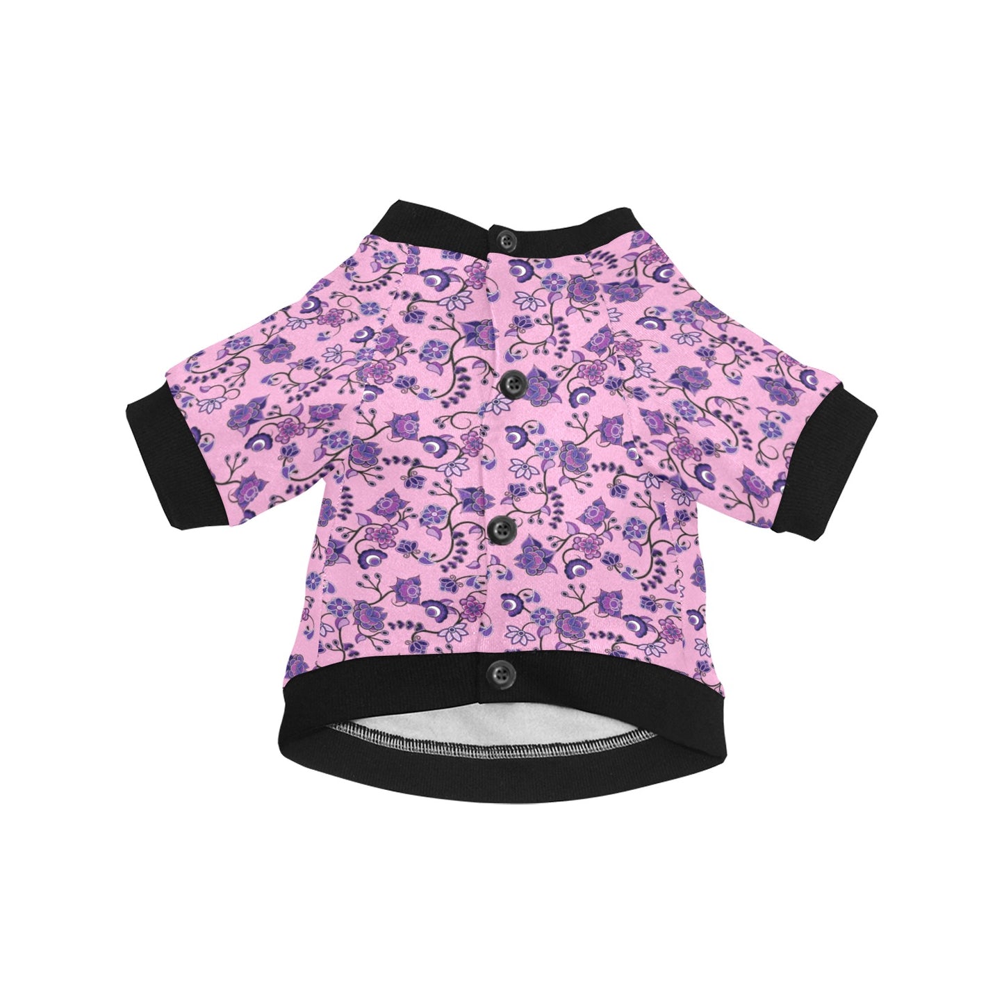 Purple Floral Amour Pet Dog Round Neck Shirt