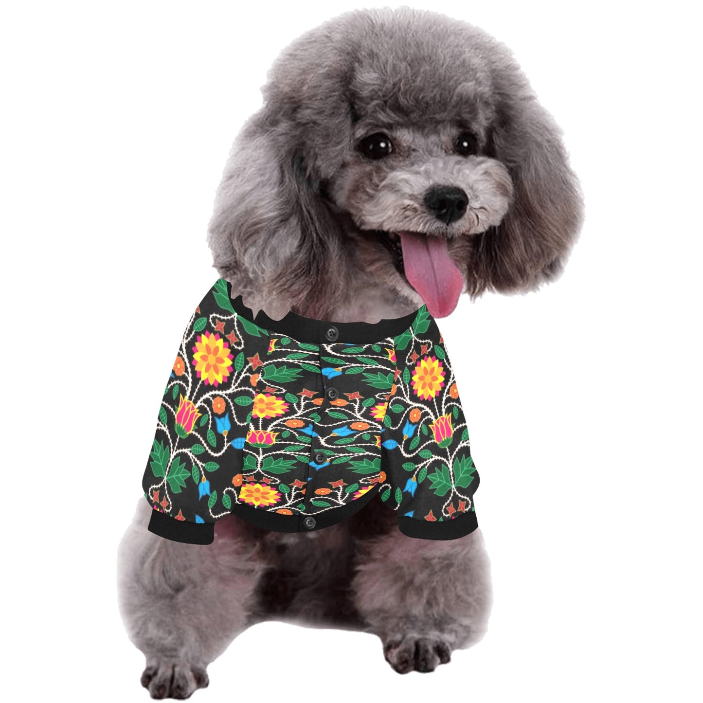 Floral Beadwork Four Clans Pet Dog Round Neck Shirt