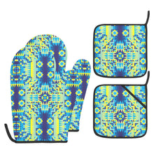 Load image into Gallery viewer, Kaleidoscope Jaune Bleu Oven Mitt &amp; Pot Holder
