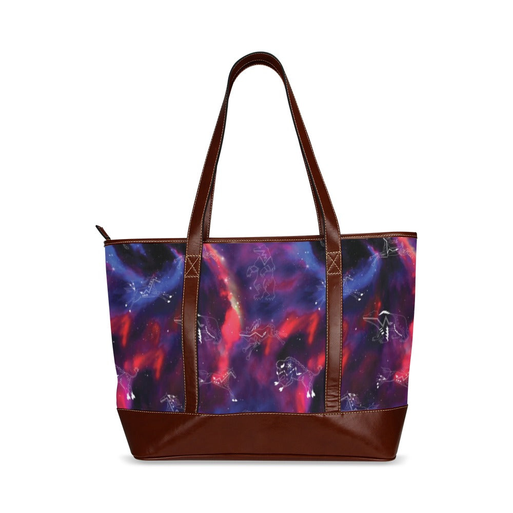 Animal Ancestors 3 Blue Pink Swirl Tote Handbag