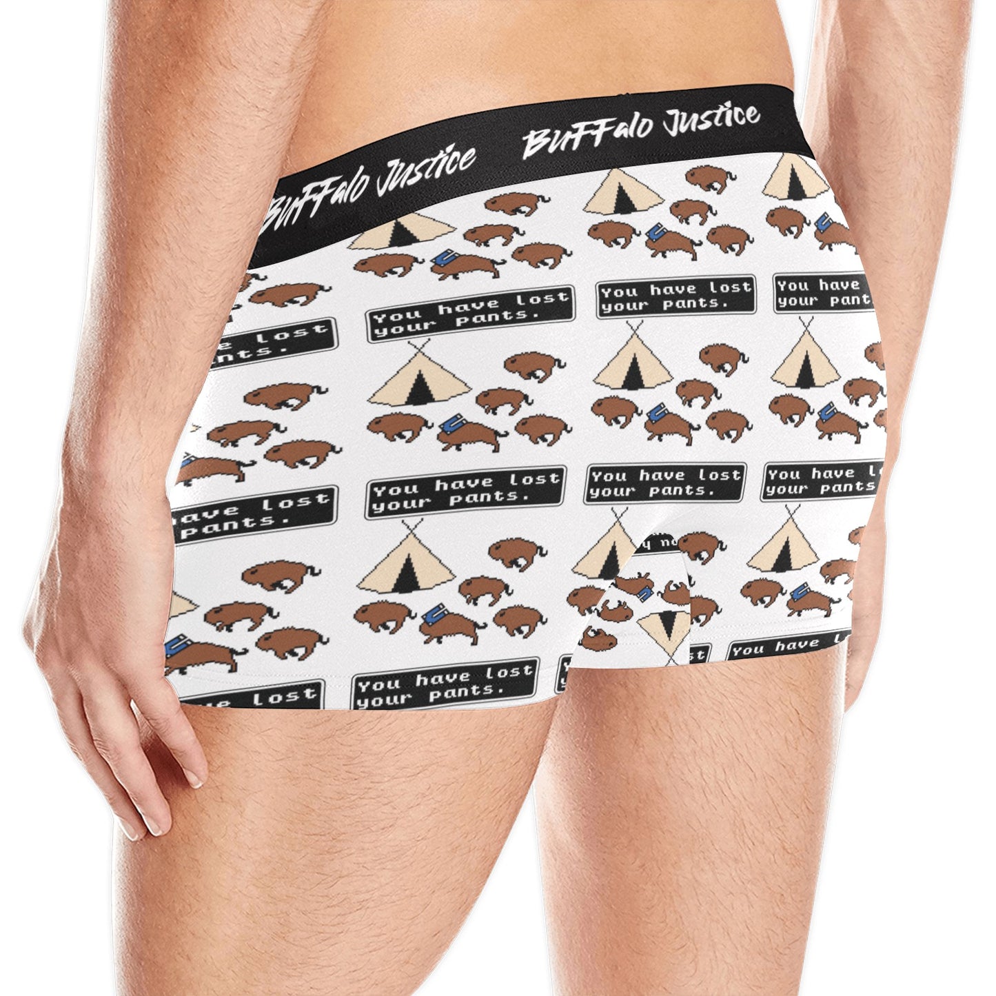 Buffalo Justice Colour Men's Boxer Briefs w/ Custom Waistband (Merged Design) (Model L10)