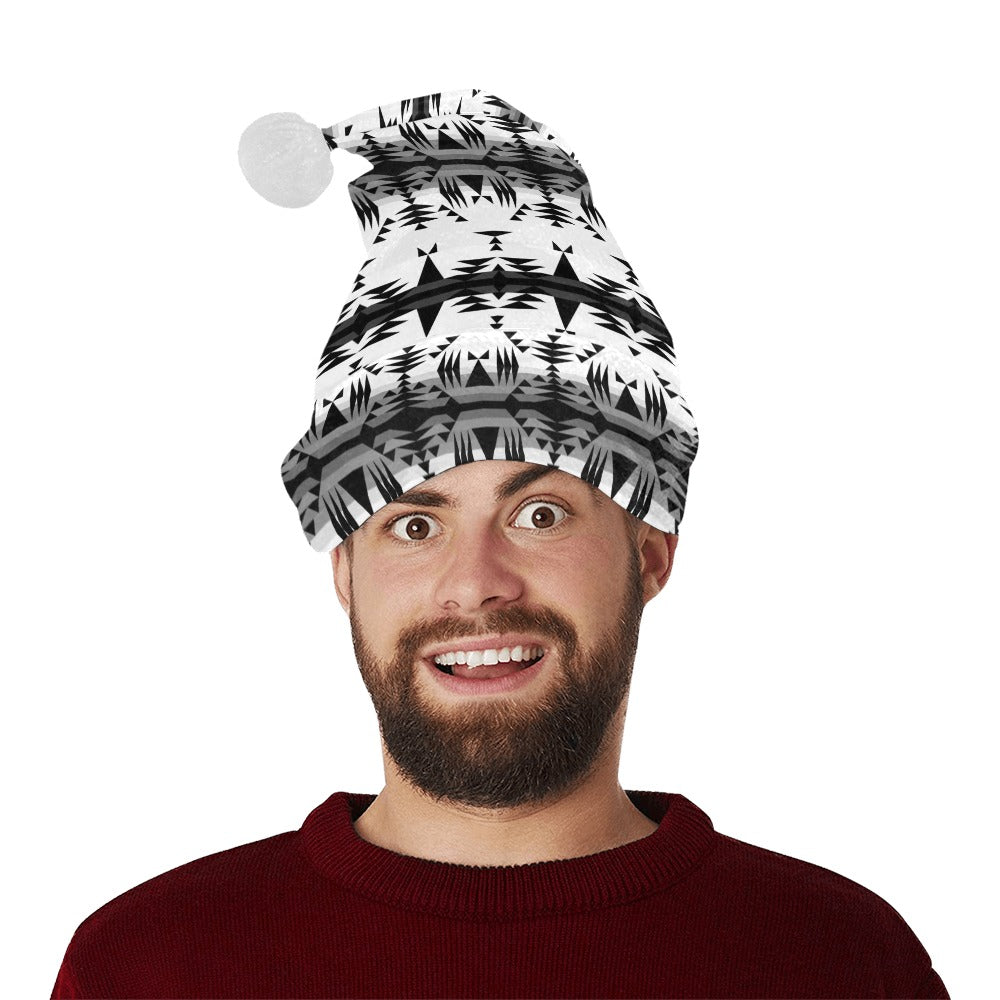 Between the Mountains White and Black Santa Hat