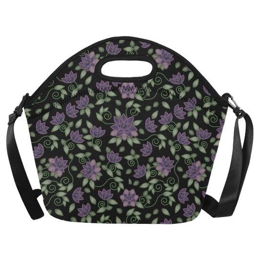 Purple Beaded Rose Neoprene Lunch Bag/Large