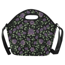 Load image into Gallery viewer, Purple Beaded Rose Neoprene Lunch Bag/Large
