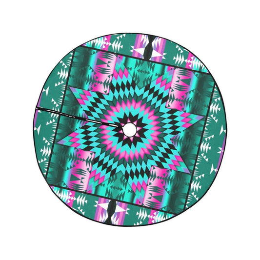 Deep Lake and Sunset Star Christmas Tree Skirt 47" x 47" Christmas Tree Skirt e-joyer 