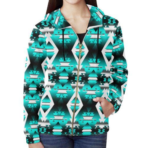 Deep Lake Winter Camp All Over Print Full Zip Hoodie for Women (Model H14) All Over Print Full Zip Hoodie for Women (H14) e-joyer 