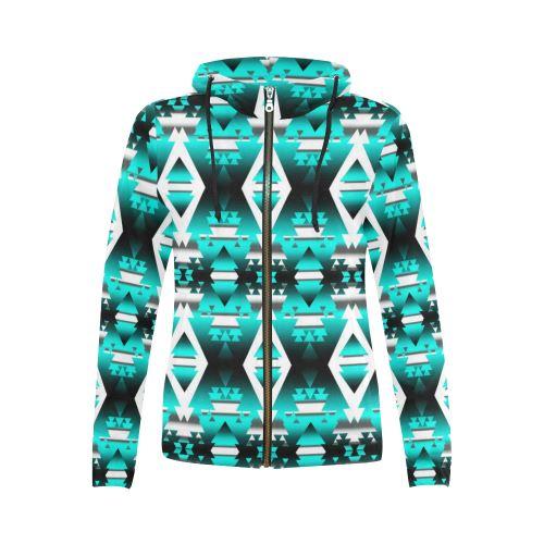 Deep Lake Winter Camp All Over Print Full Zip Hoodie for Women (Model H14) All Over Print Full Zip Hoodie for Women (H14) e-joyer 