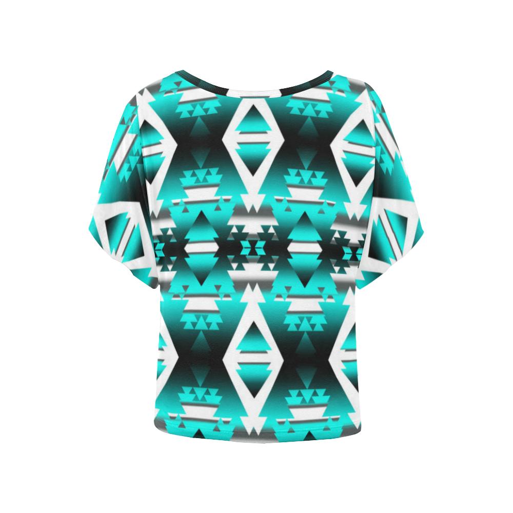 Deep Lake Winter Camp Women's Batwing-Sleeved Blouse T shirt (Model T44) Women's Batwing-Sleeved Blouse T shirt (T44) e-joyer 