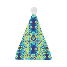 Load image into Gallery viewer, Kaleidoscope Jaune Bleu Santa Hat
