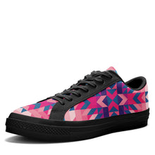 Load image into Gallery viewer, Desert Geo Blue Aapisi Low Top Canvas Shoes Black Sole aapisi Herman 
