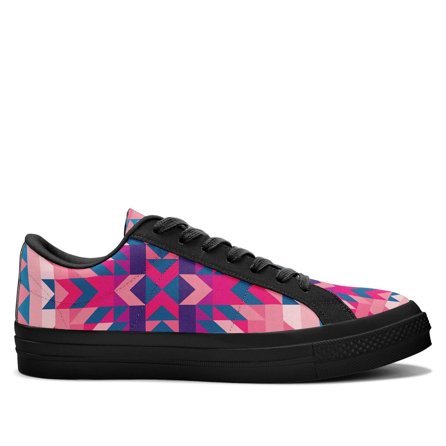 Desert Geo Blue Aapisi Low Top Canvas Shoes Black Sole aapisi Herman 