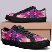 Load image into Gallery viewer, Desert Geo Blue Aapisi Low Top Canvas Shoes Black Sole aapisi Herman 
