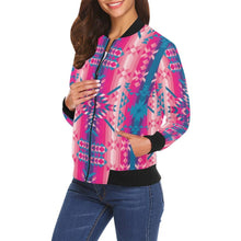 Load image into Gallery viewer, Desert Geo Blue All Over Print Bomber Jacket for Women (Model H19) All Over Print Bomber Jacket for Women (H19) e-joyer 

