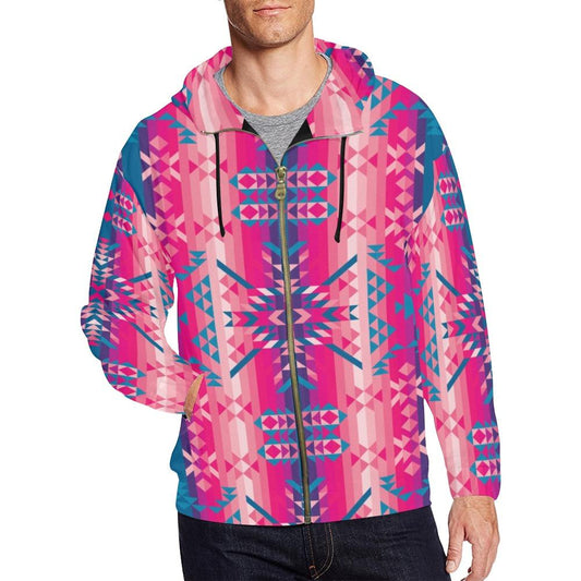 Desert Geo Blue All Over Print Full Zip Hoodie for Men (Model H14) All Over Print Full Zip Hoodie for Men (H14) e-joyer 