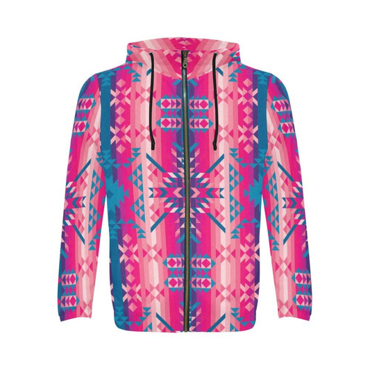 Desert Geo Blue All Over Print Full Zip Hoodie for Men (Model H14) All Over Print Full Zip Hoodie for Men (H14) e-joyer 