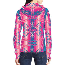 Load image into Gallery viewer, Desert Geo Blue All Over Print Full Zip Hoodie for Women (Model H14) All Over Print Full Zip Hoodie for Women (H14) e-joyer 
