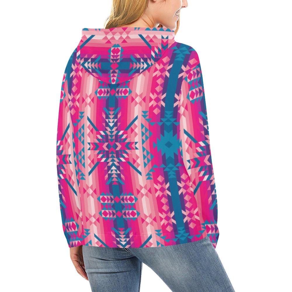 Desert Geo Blue All Over Print Hoodie for Women (USA Size) (Model H13) All Over Print Hoodie for Women (H13) e-joyer 