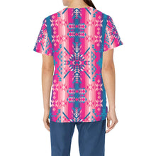 Load image into Gallery viewer, Desert Geo Blue All Over Print Scrub Top Scrub Top e-joyer 
