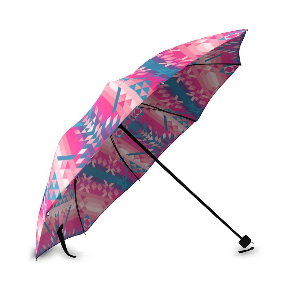 Desert Geo Blue Foldable Umbrella (Model U01) Foldable Umbrella e-joyer 