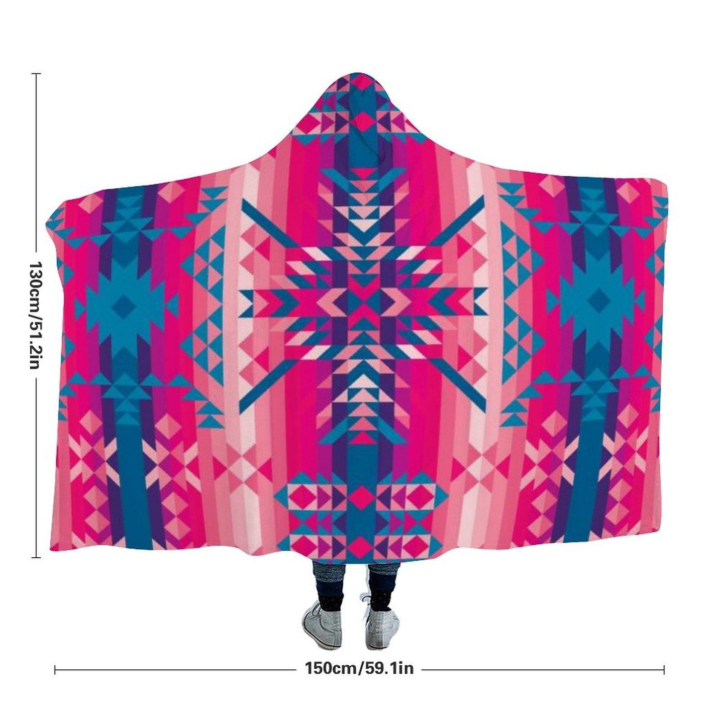Desert Geo Blue Hooded Blanket blanket 49 Dzine 