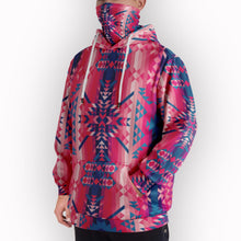 Load image into Gallery viewer, Desert Geo Blue Hoodie with Face Cover 49 Dzine 
