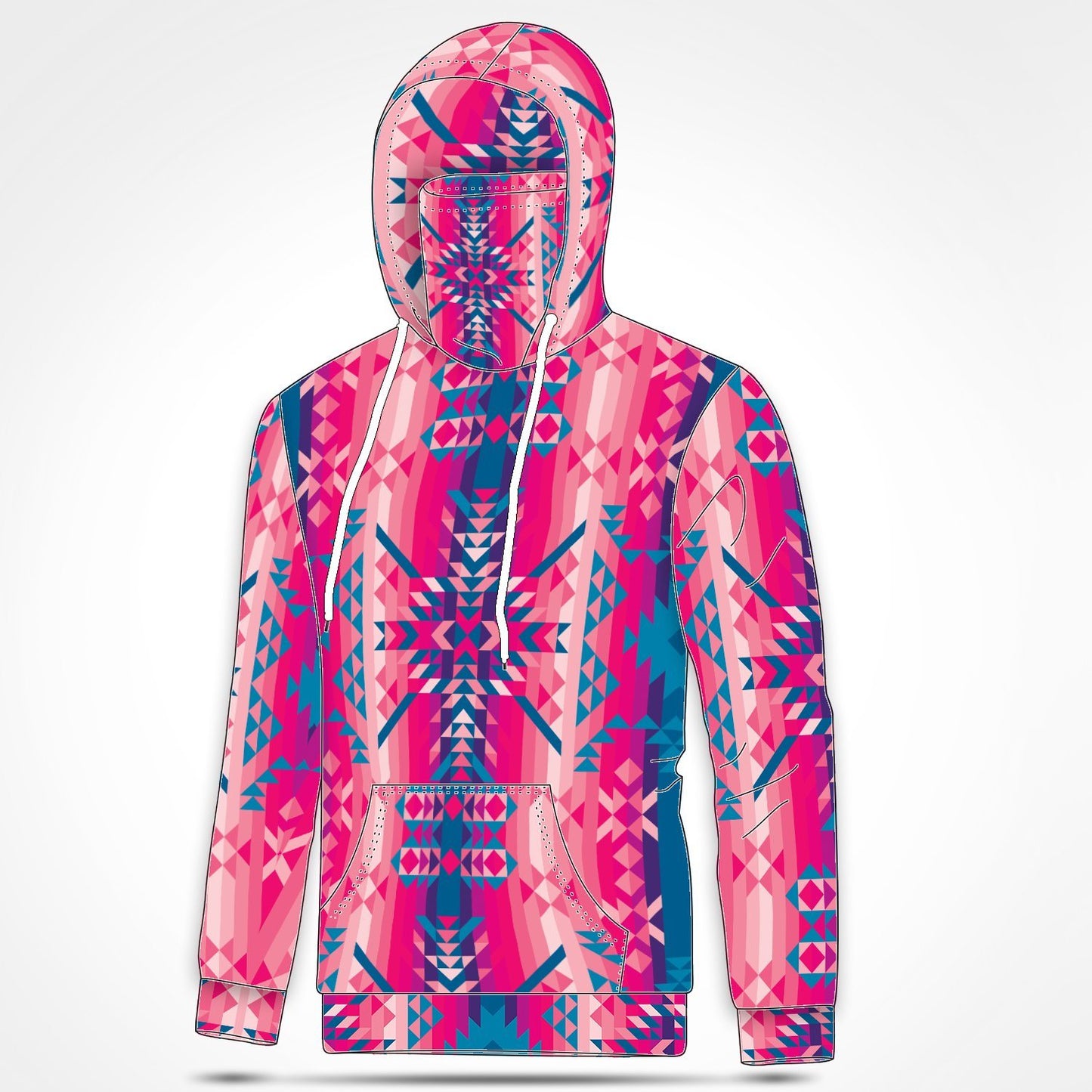 Desert Geo Blue Hoodie with Face Cover 49 Dzine 