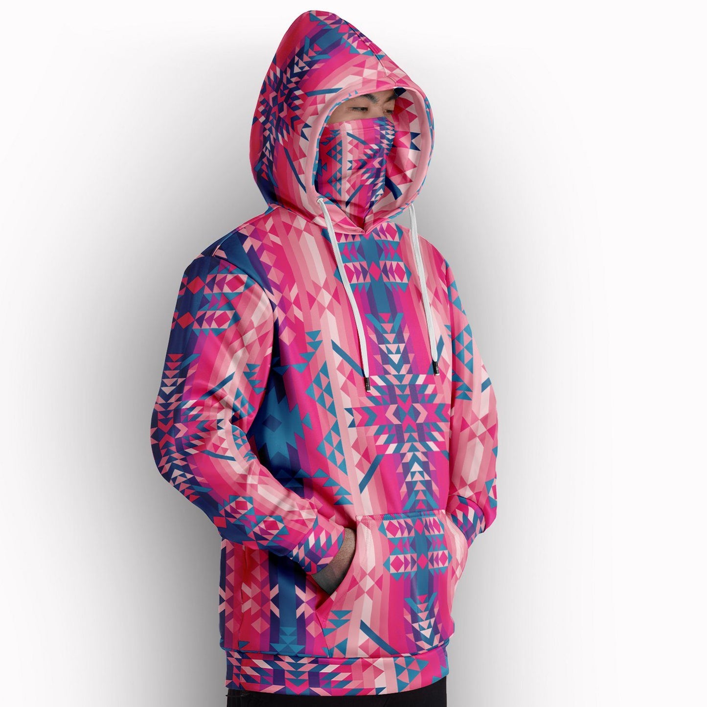 Desert Geo Blue Hoodie with Face Cover 49 Dzine 