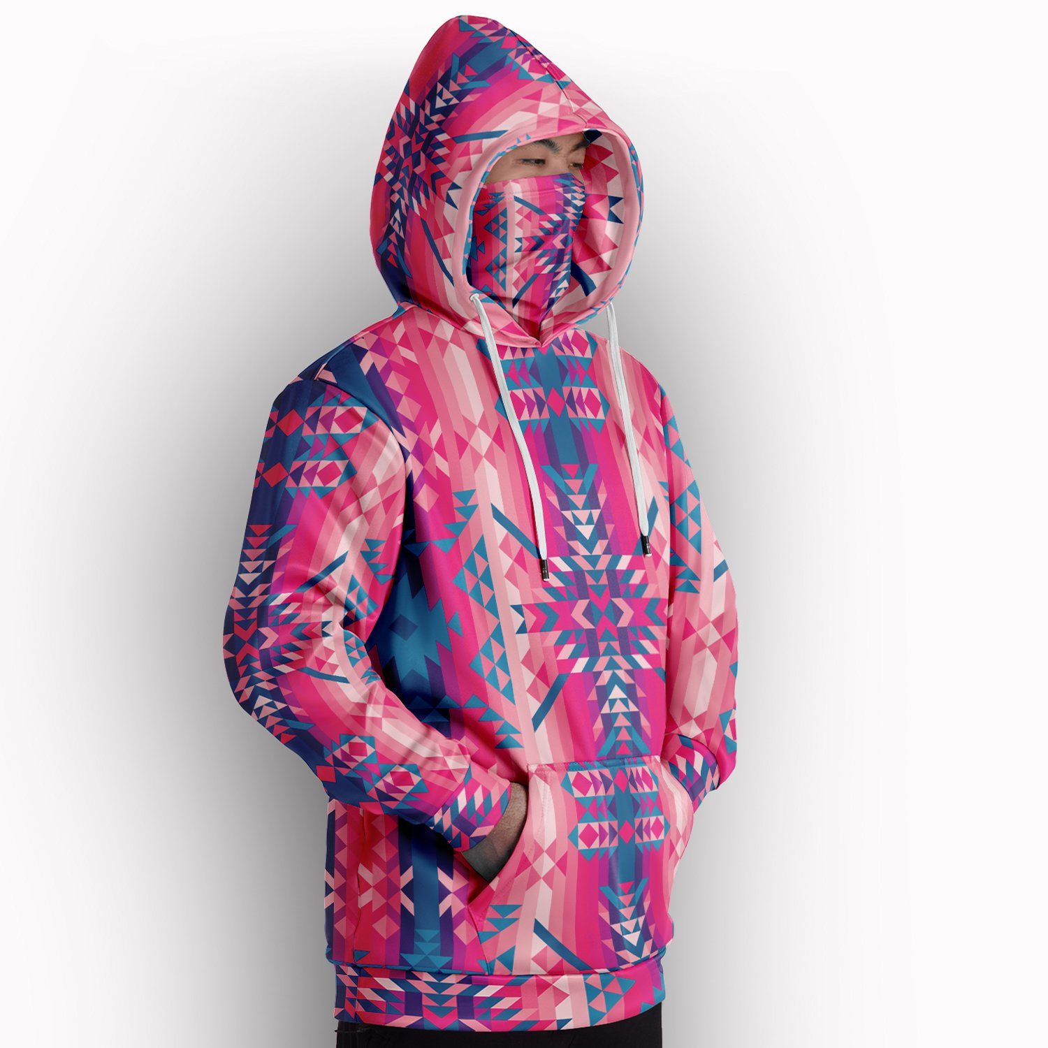 Desert Geo Blue Hoodie with Face Cover 49 Dzine 
