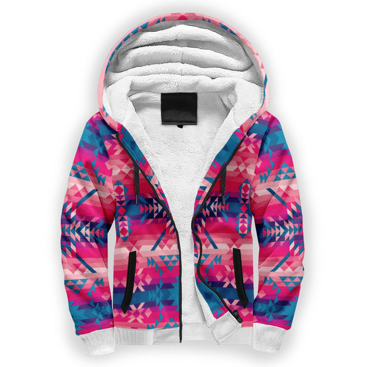 Desert Geo Blue Sherpa Hoodie by 49 Dzine